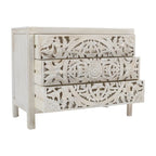 Rustic Solid Wood Global Boho Hand Carved Accent Chest with Three Drawers