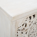 Rustic Solid Wood Global Boho Hand Carved Accent Chest with Three Drawers